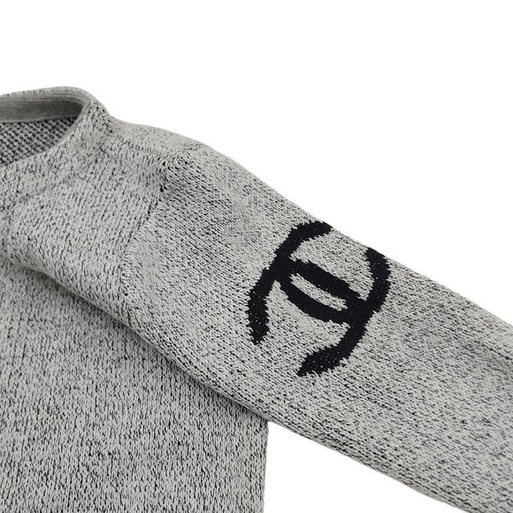 Chanel Womens Knit Open Cardigan Size S/M Long Sleeve Round Neck Pockets Gray - Picture 8 of 14